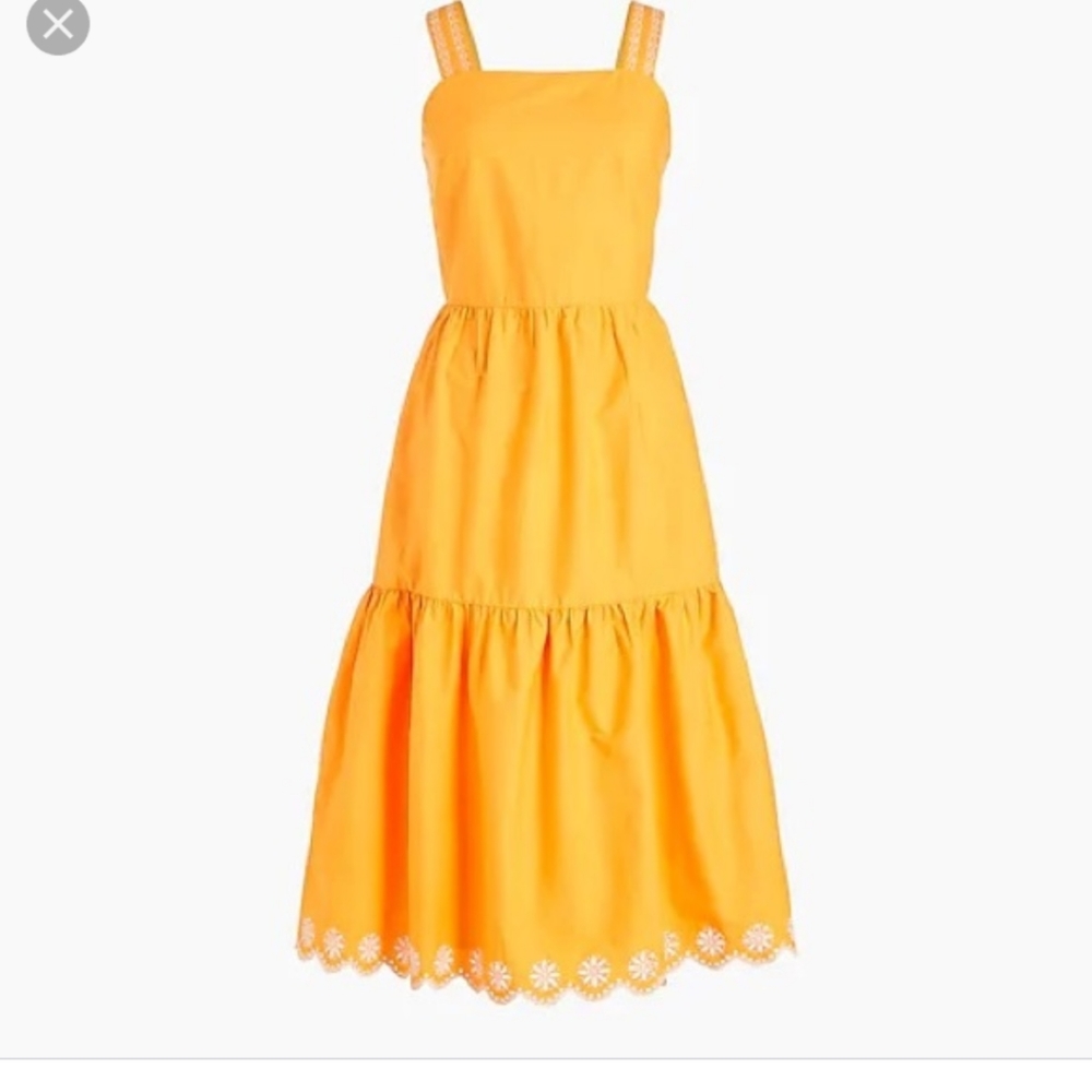Embroidered scalloped tiered dress j crew